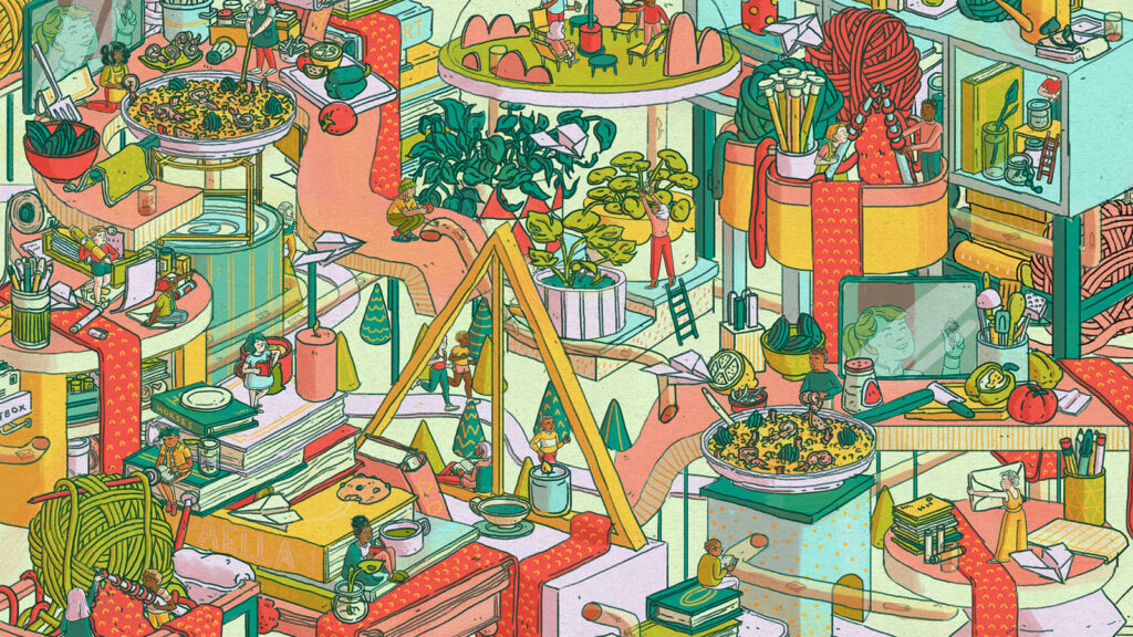 socialize-creatively-1_wide-873886da876089d803ccc6e4e6d3a4dfc70ce2e4-s1600-c85 An illustration of socializing creatively in the time of COVID