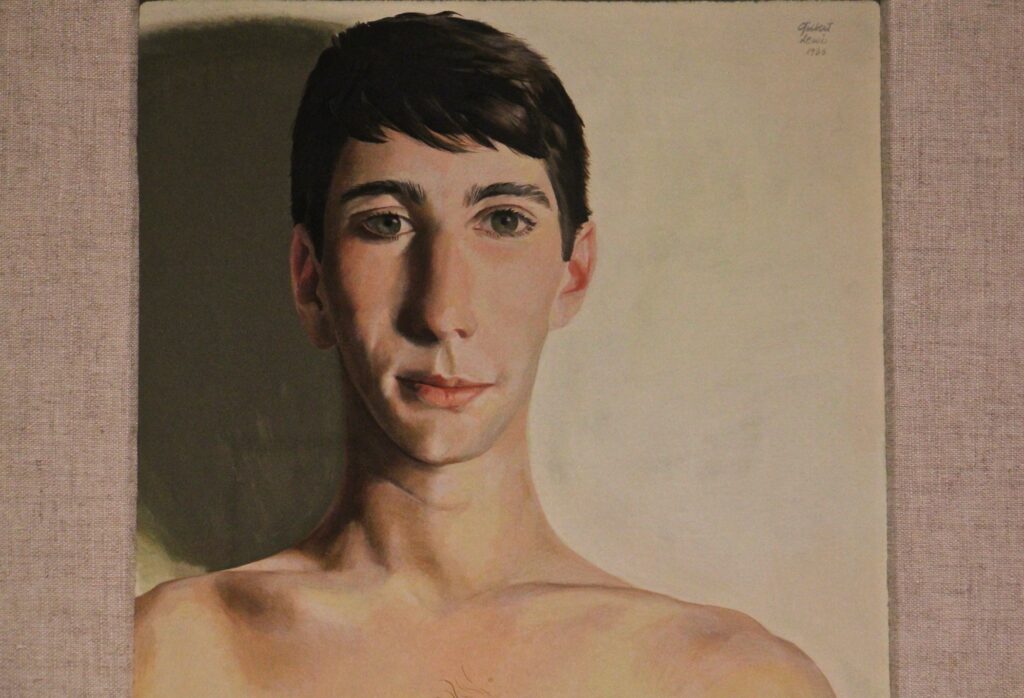 2021 01 22-e lee-philadelphia pennsylvania academy of fine arts-only tony detail Gilbert Lewis portrait painting of model Anthony Rullo