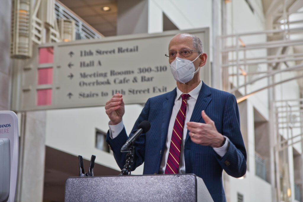 2021 02 03 k paynter city mass vaccine clinic convention center-13 Philadelphia Health Commissioner Dr. Thomas Farley addresses the media