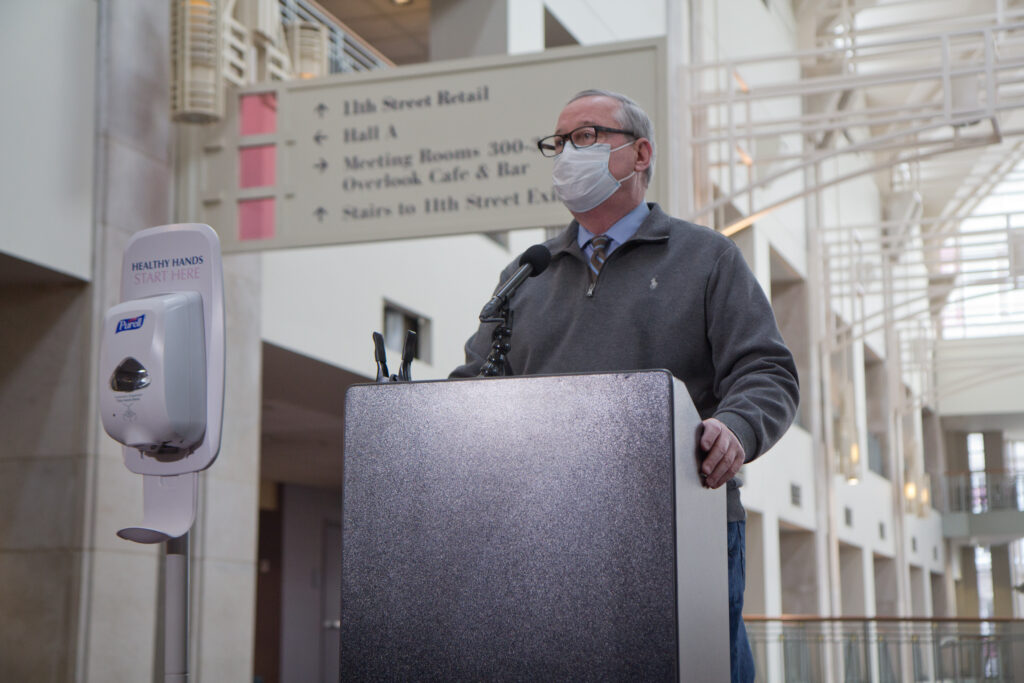 2021 02 03 k paynter city mass vaccine clinic convention center-14 Mayor Jim Kenney addresses the media