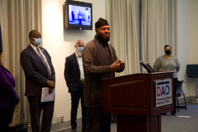 Iman Kenneth Nuriddin with Philadelphia Masjid spoke at a panel to highlight reforms made to juvenile justice policies in the city on February 8, 2021. (Kimberly Paynter/WHYY)
