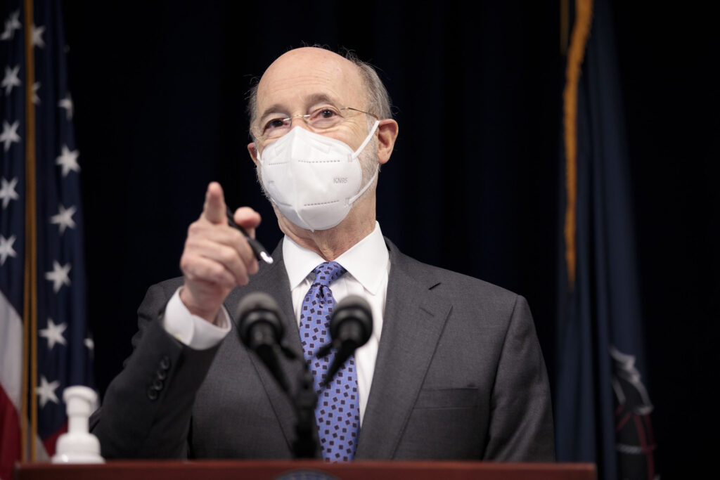 Pennsylvania Governor Tom Wolf answers questions from the press. (Governor Wolf/flickr)