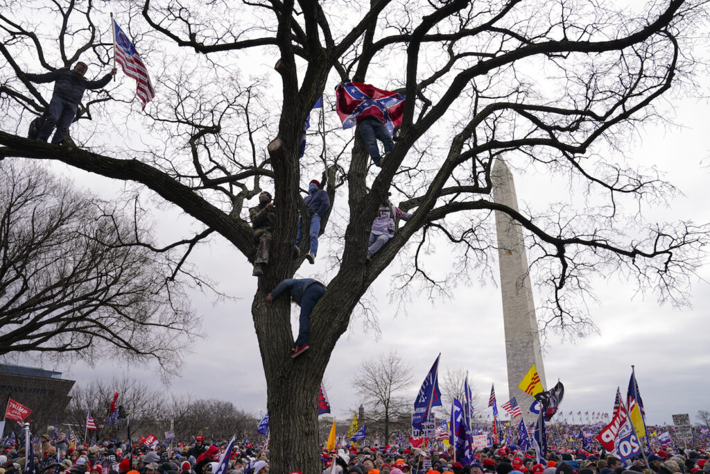 Religion Antisemitism Capitol Riot FILE - In this Wednesday, Jan. 6, 2021 file photo, supporters of President Donald Trump participate in a rally in Washington. (AP Photo/John Minchillo)