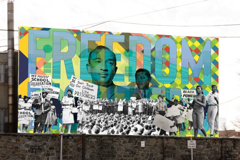 An artist's rendering of the Freedom Fighters mural at Girard College. (Courtesy of Mural Arts Philadelphia)