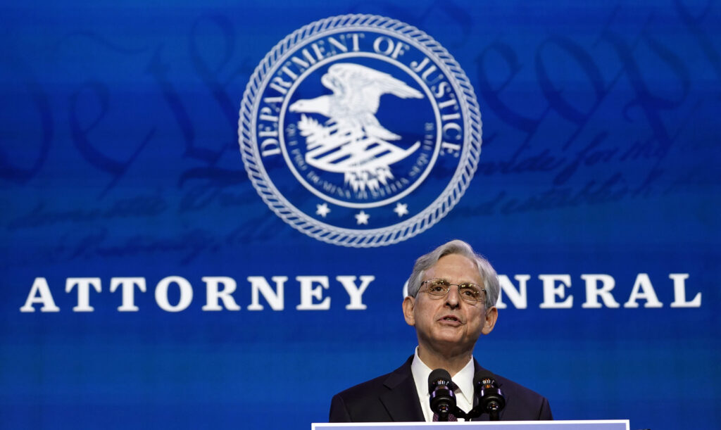 Merrick Garland, President Biden's nominee for U.S. attorney general, speaks in Wilmington, Del., on Jan. 7. (Susan Walsh/AP)