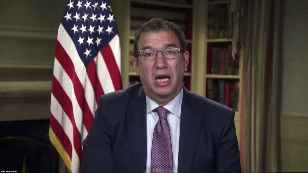 Andy Slavitt, senior adviser to the White House COVID-19 Response Team, speaks during a White House briefing on Jan. 27. Slavitt talked with NPR about the vaccine rollout. Andy Slavitt, senior adviser to the White House COVID-19 Response Team, speaks during a White House briefing on Jan. 27. Slavitt talked with NPR about the vaccine rollout. (White House via AP)