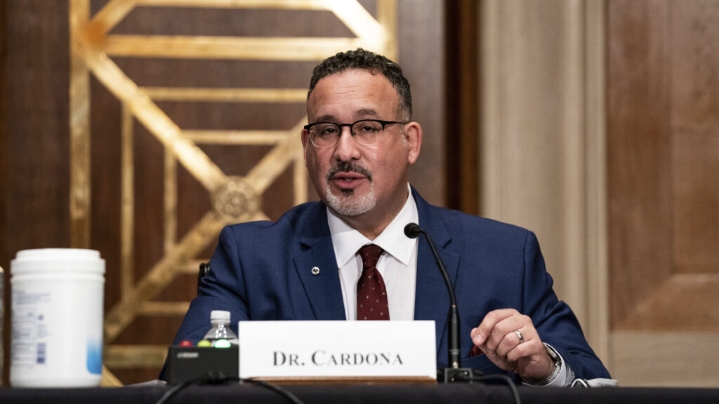 President Biden’s education secretary nominee, Miguel Cardona, appeared before the Senate Health, Education, Labor and Pensions Committee on Wednesday. President Biden's education secretary nominee, Miguel Cardona, appeared before the Senate Health, Education, Labor and Pensions Committee on Wednesday. (Anna Moneymaker/The New York Times via AP)