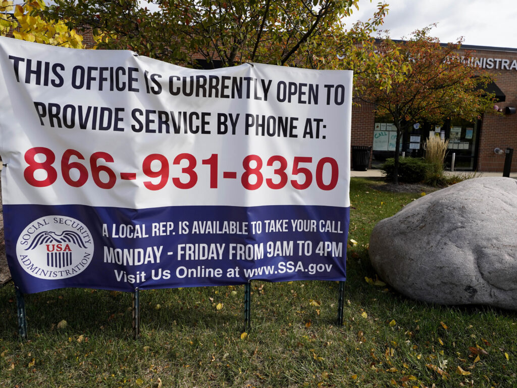 A sign outside a U.S. Social Security Administration office in Mount Prospect, Ill., in October last year. Closed SSA offices across the country are being blamed for a 30 percent drop in applications for an aid program for the most vulnerable. A sign outside a U.S. Social Security Administration office in Mount Prospect, Ill., in October last year. Closed SSA offices across the country are being blamed for a 30 percent drop in applications for an aid program for the most vulnerable.