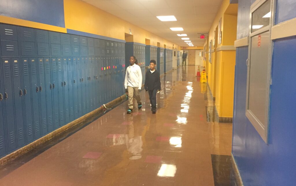 bancroft-1 New Castle County will reassess property values to settle a lawsuit that argues that students in low-income districts, especially in Wilmington at schools like Bancroft, get inadequate resources. (Cris Barrish/WHYY)