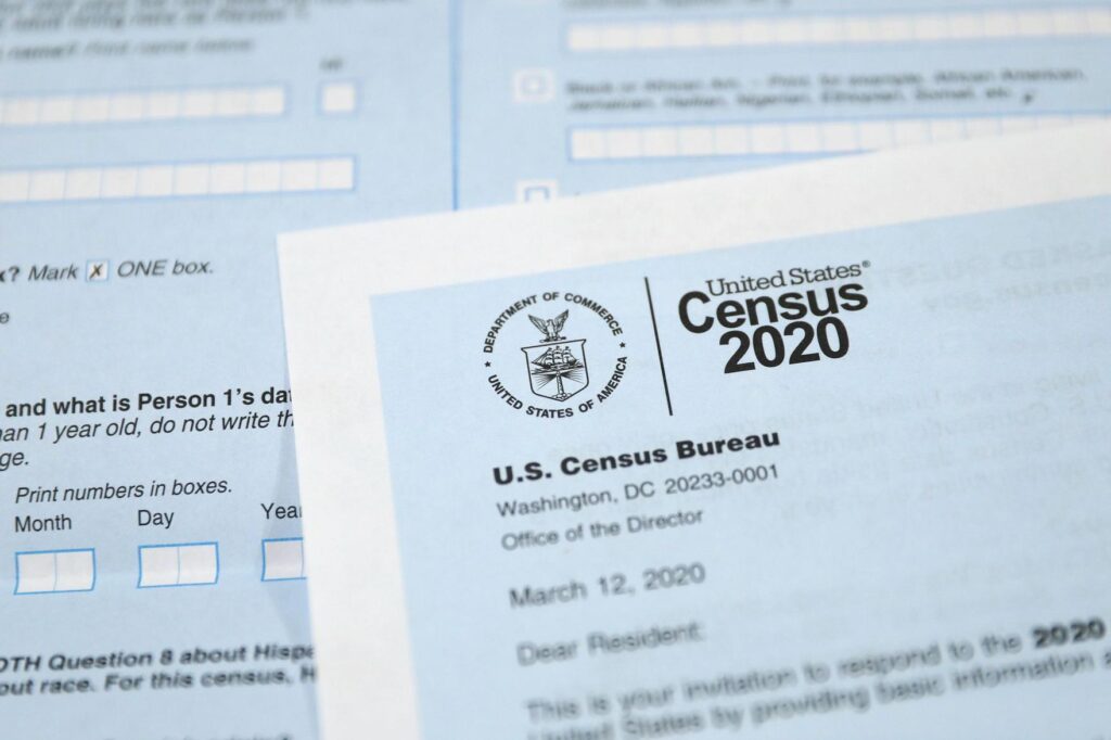 A close-up of the 2020 census.