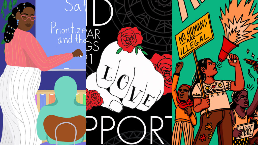 first100daysposters Artwork by Marian Bailey, Lisa Kelley, and Melita Tirado.