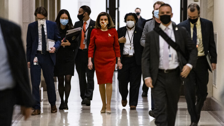 House Speaker Nancy Pelosi, seen at the Capitol on Feb. 11, has called for an independent commission to investigate the Jan. 6 Capitol insurrection. (Samuel Corum/Getty Images)