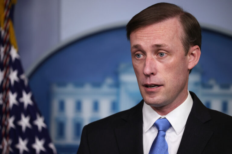 White House national security adviser Jake Sullivan, seen here during a press briefing on Feb. 4, told CBS the World Health Organization has more work to do to get to the bottom of where the coronavirus emerged. (Chip Somodevilla/Getty Images)