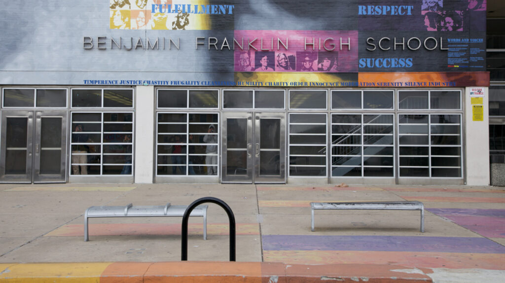 nwnhbfhighschoolx1200 The exterior of Benjamin Franklin High School
