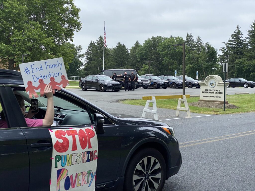 12hourprotest-e1614629462720-1920×1440 A 12-hour protest was held in front of the Berks County Residential Center on July 17, 2020, calling for the release of immigrant families detained inside. (Anthony Orozco/WITF)