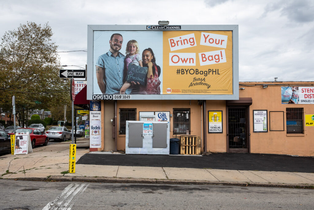 2020-024-BYOB-13-1 A Mural Arts Philadelphia billboard urging people to use reusable bags. (Steve Weinik/Mural Arts Philadelphia)