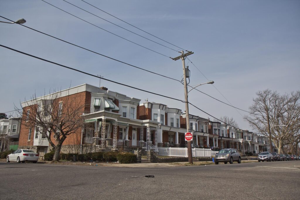 rowhouses on North 50th Street in West Philadelphia. (Kimberly Paynter/WHYY) Rowhouses on North 50th Street in West Philadelphia.