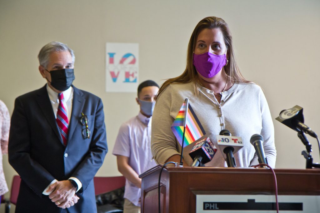 2021 03 29 k paynter deja lynn alvarez LGBTQ advocate Deja Lynn Alvarez speaks at a podium