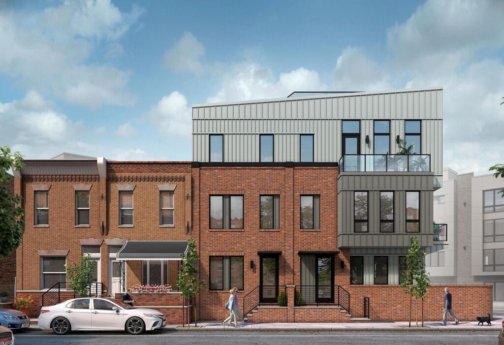 2509 Grays Ferry Avenue _he Stafford Group and Builder PB+DC Construction Architect Gnome Architecture and Designer Aeternum Design Studio. This rendering shows a newly built condo development in the Graduate Hospital section of Philadelphia. (The Stafford Group/ Gnome Architecture)