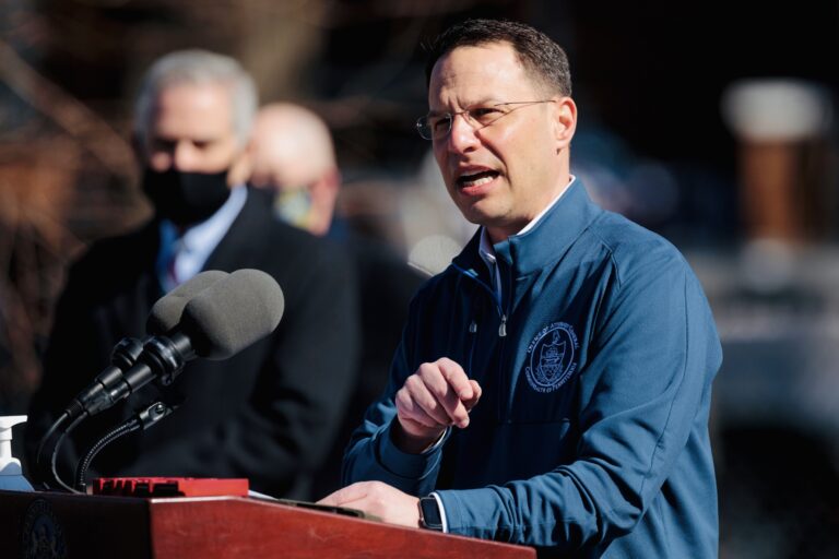 Attorney General Josh Shapiro speaks during a press conference