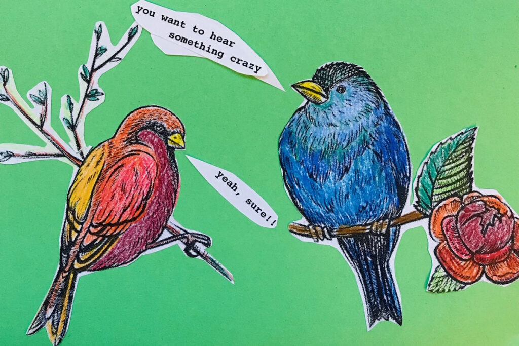 BIRD_TALK_1200_800-web Erich Jarvis joins us for this bonus episode of The Pulse on the language of birds and other animals. (Illustration by Maiken Scott)