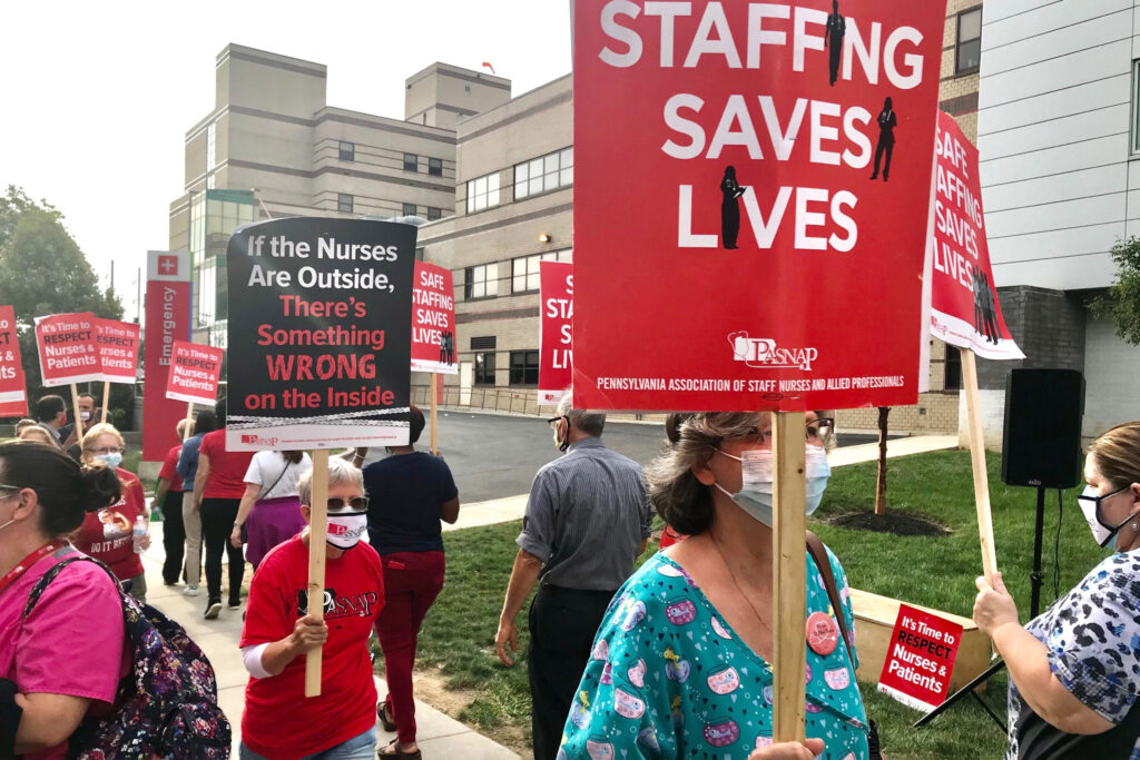 PASNAP-1 Nurses at St. Christopher's Hospital for Children held an informational picket in September 2020 and staffing was the main points of emphasis. (Courtesy: PASNAP)