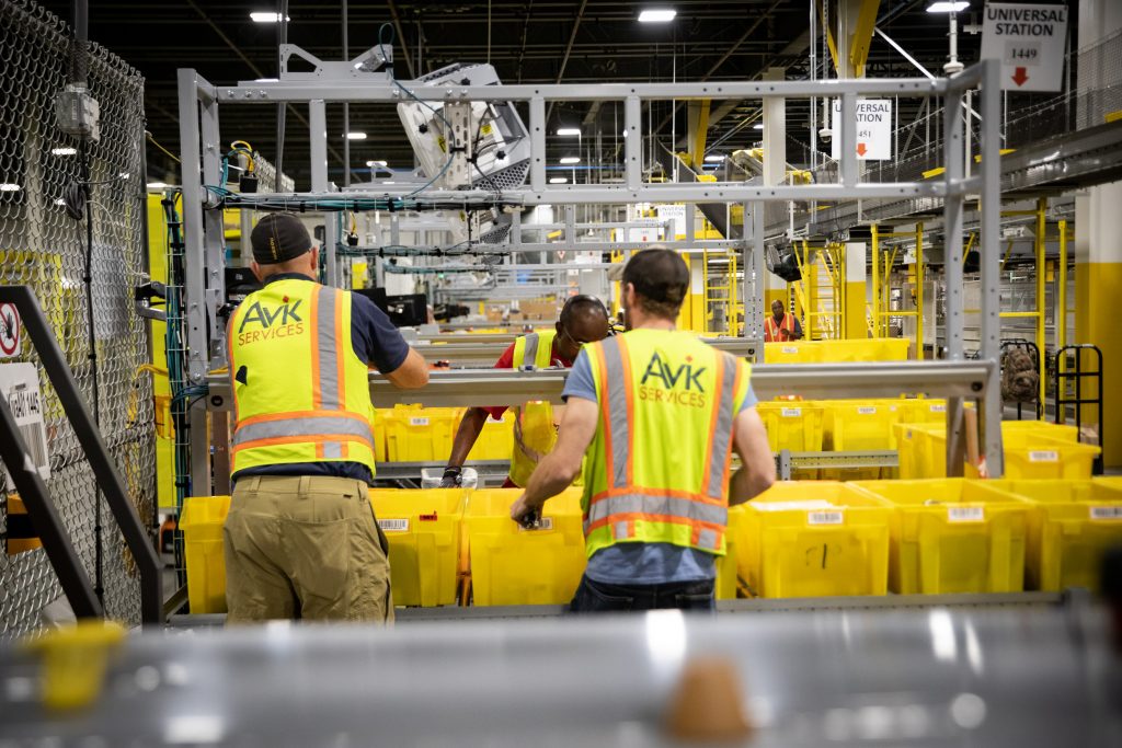 Governor Phil Murphy attends the grand opening of Amazon’s fulfillment center on September 24, 2018, in Edison. Edwin J. Torres/Governor’s Office. Employees work inside an Amazon fulfillment center