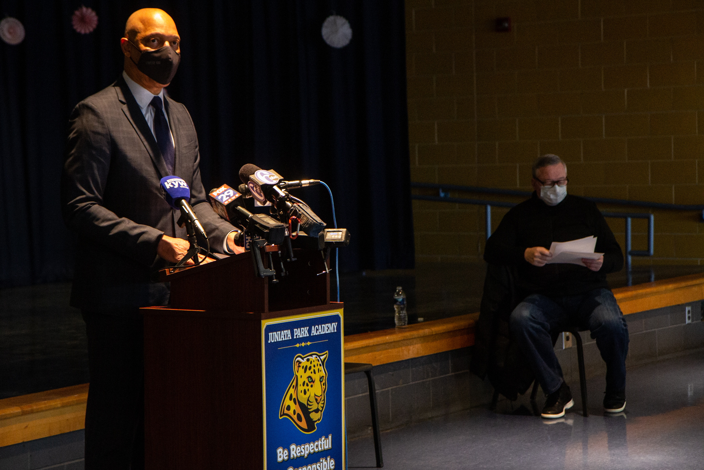 William Hite speaks from a podium