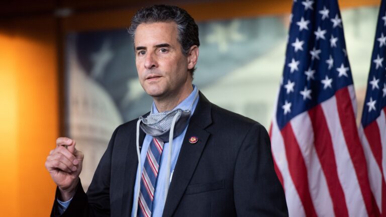 Rep. John Sarbanes addresses the media