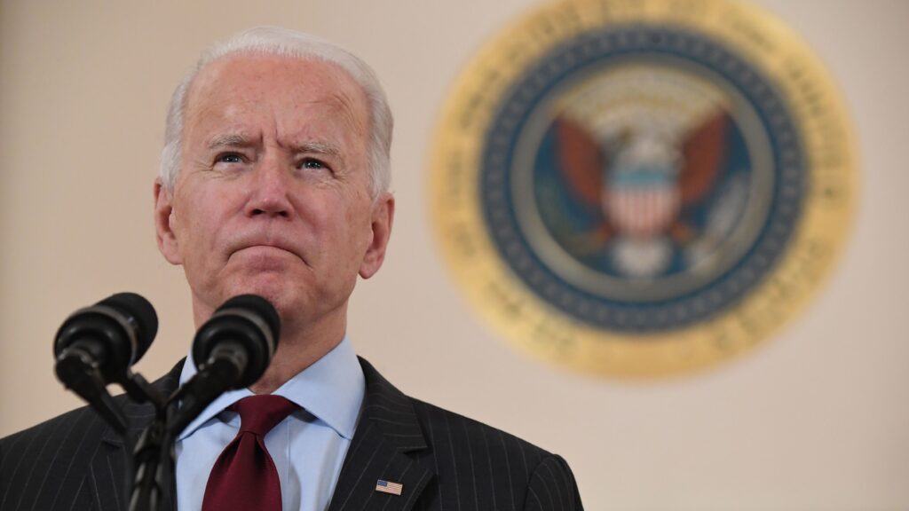President Biden, pictured on Feb. 22, is giving an address Thursday as the country marks one year of the coronavirus pandemic. President Biden, pictured on Feb. 22, is giving an address Thursday as the country marks one year of the coronavirus pandemic. (Saul Loeb/AFP via Getty Images)