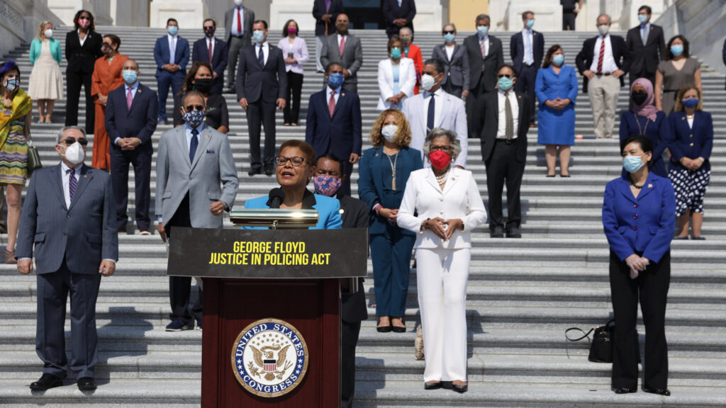 House To Vote On George Floyd Justice In Policing Act Rep. Karen Bass speaks during an event on police reform