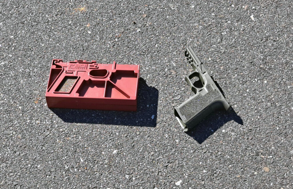 morgantown_gun_show_evidence_AG_030721_03 Ghost guns. (Ximena Conde/WHYY)