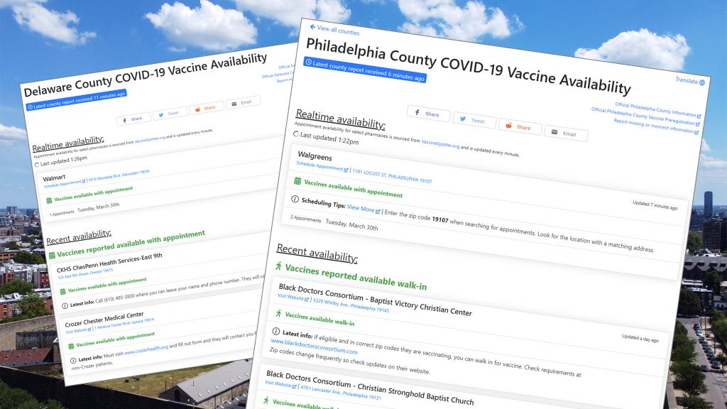 An illustration of COVID-19 vaccine appointment forms