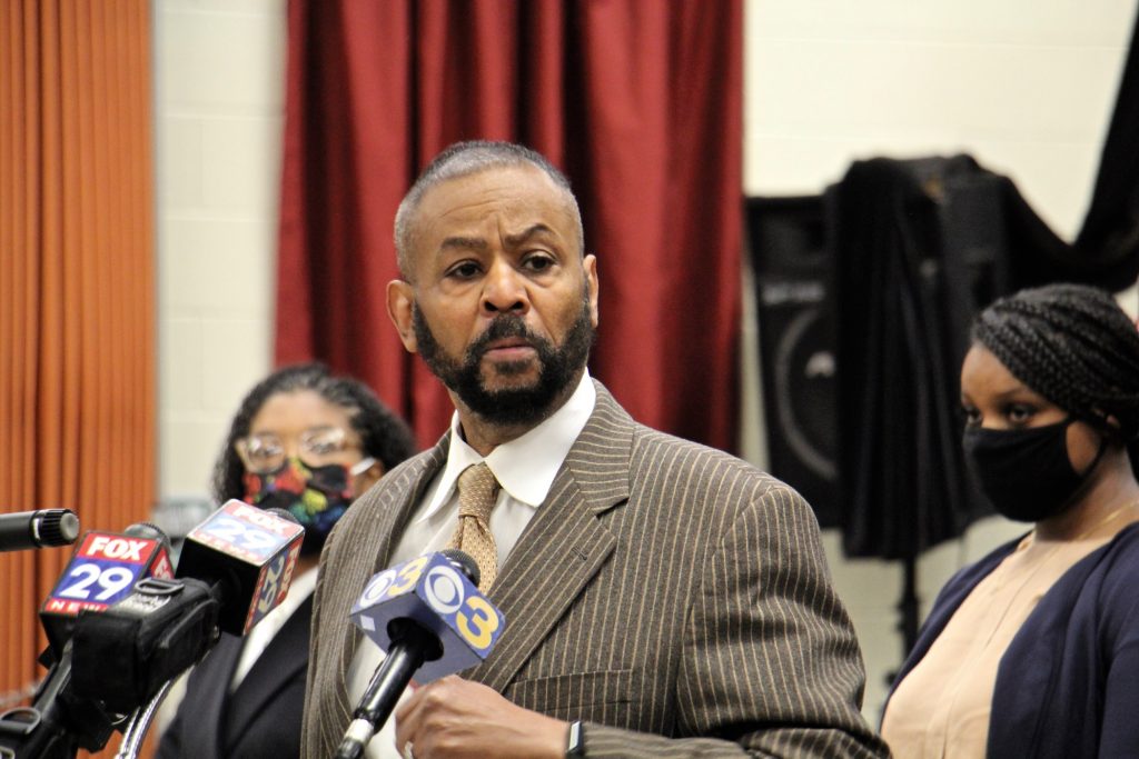 Philadelphia City Councilmember Curtis Jones speaks during a press conference