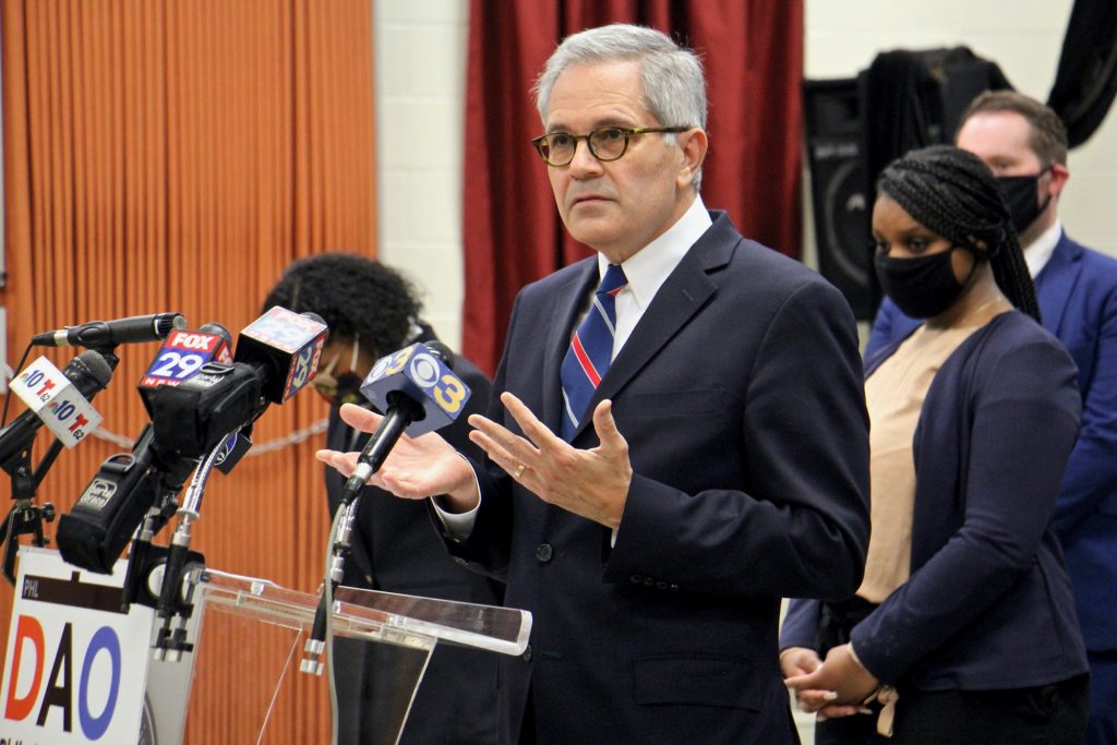 2021 04 12-e lee-larry krasner-philadelphia mt carmel baptist church-district attorney gun violence update Philadelphia District Attorney Larry Krasner speaks during a press conference