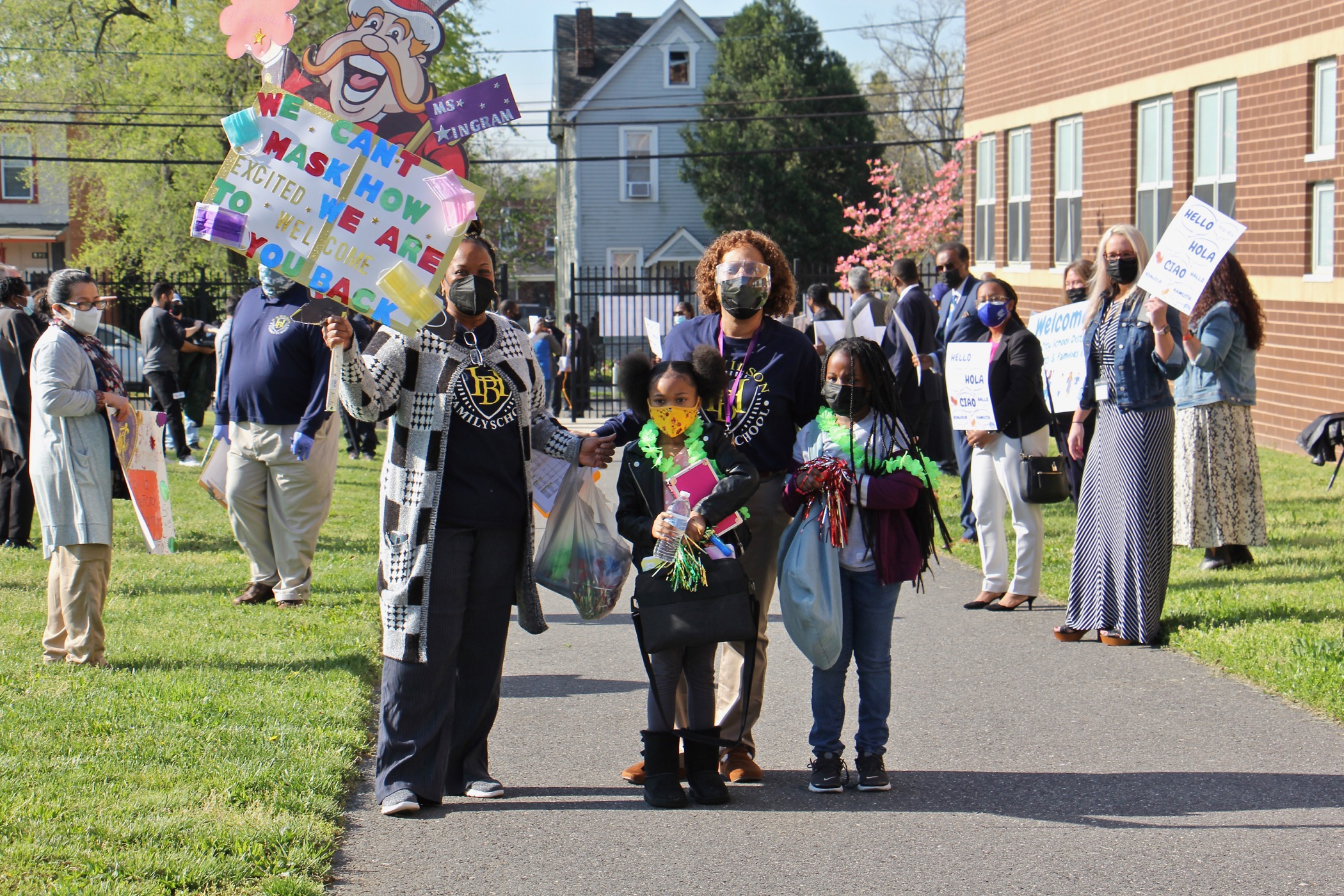 Teachers escort students to H.B. Wilson Elementary School