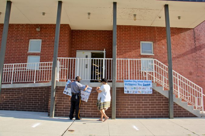 Employees at H.B. Wilson Elementary School in Camden, N.J.