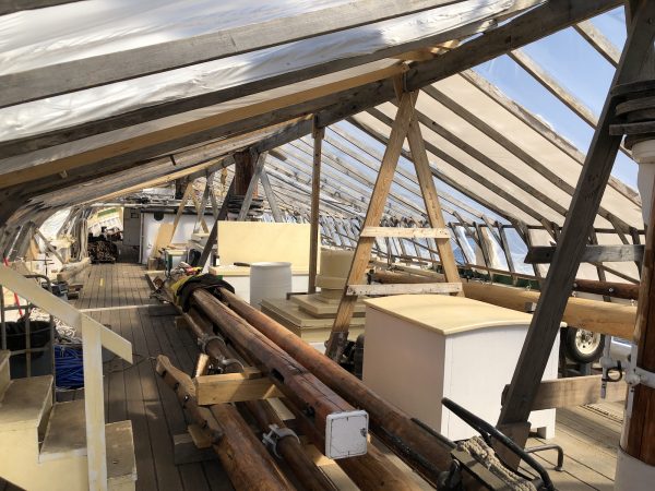 Gazela's masts waiting to be put back to use.