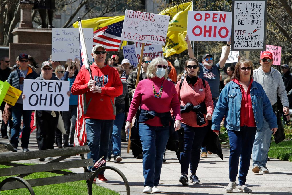 Virus Outbreak Public Health Orders People protesting the stay home order in Ohio