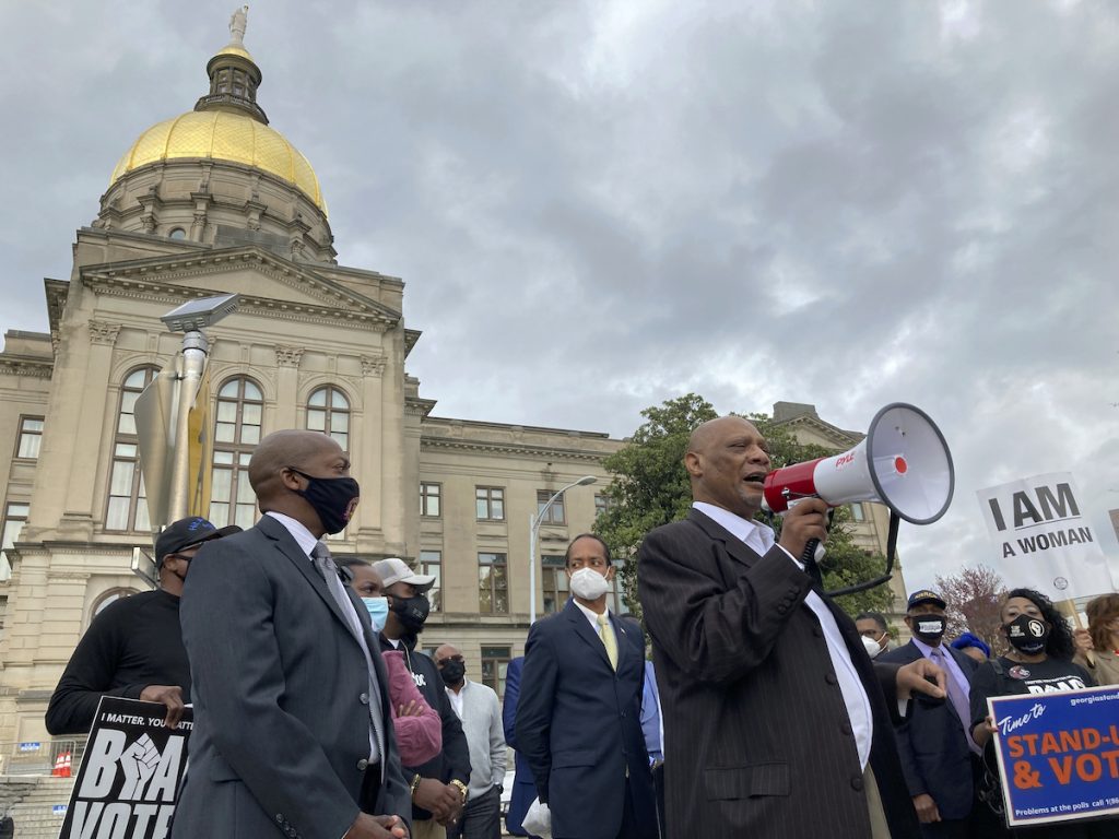 Voting Bills-Corporate Pressure African Methodist Episcopal Church Bishop Reginald Jackson announces a boycott of Coca-Cola Co. products outside the Georgia Capitol on Thursday, March 25, 2021. Jackson says Coca-Cola and other large Georgia companies haven’t done enough to oppose restrictive voting bills that Georgia lawmakers were debating as Jackson spoke (AP Photo/Jeff Amy)
Sent from my iPhone