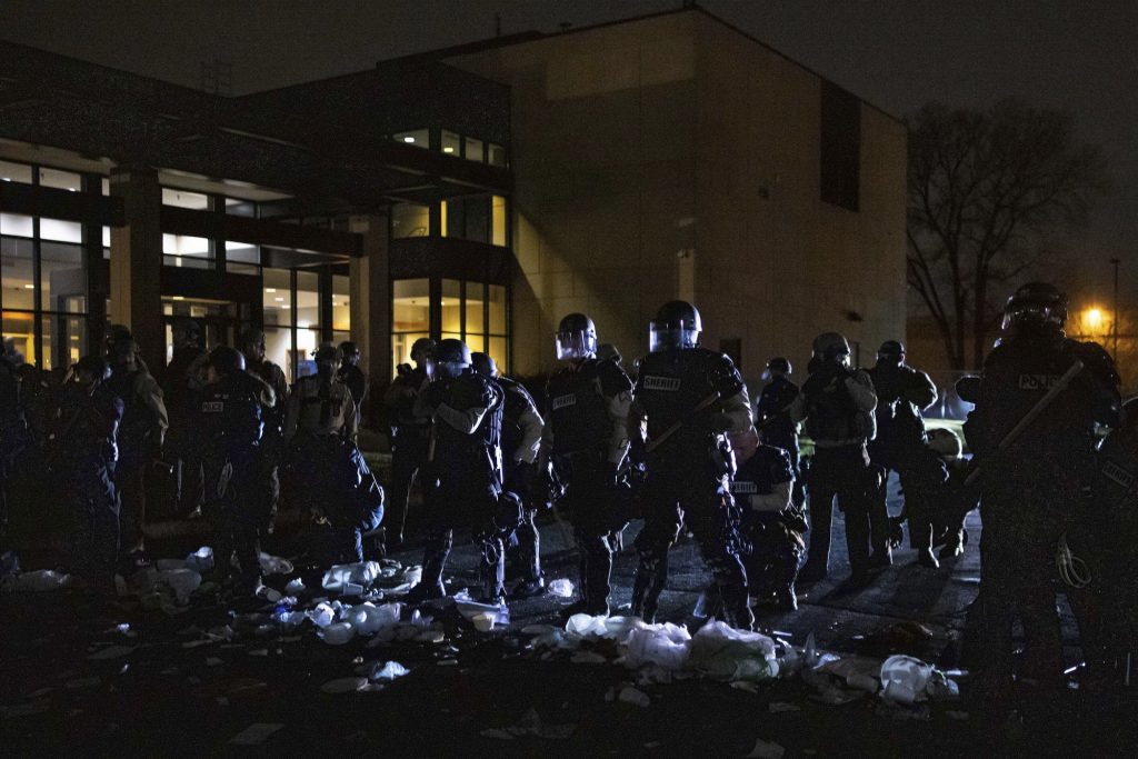 Police Shooting Minnesota Authorities respond to a scene in front of the Brooklyn Center Police station