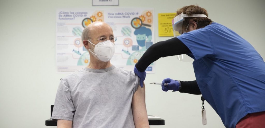 Governor-Tom-Wolf-COVID-19-vaccine-e1618856737475-1920×931 Pennsylvania Governor Tom Wolf receives a COVID-19 vaccine from Family First Health Care Medical Director Dr. Asceline S. Go in York on April 19, 2021. (Commonwealth Media Services)