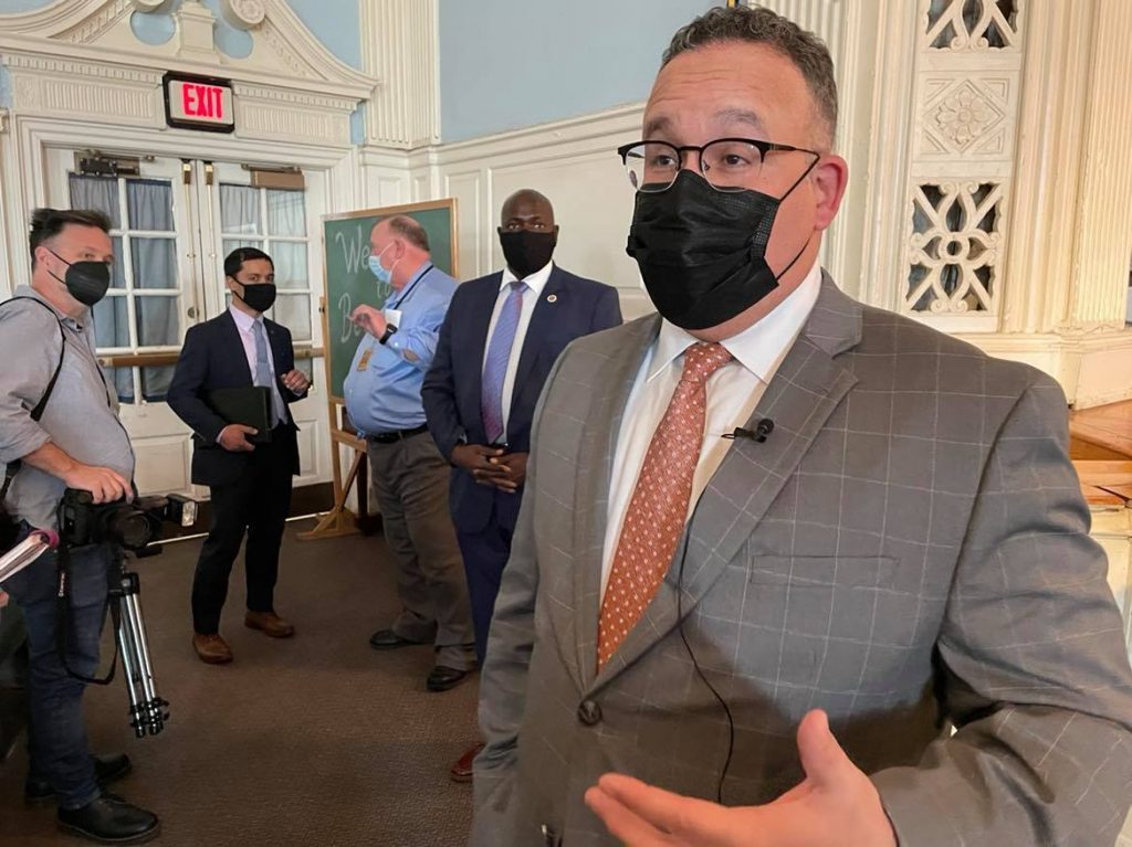 Secretary of Education Miguel Cardona visited Philadelphia on April 6, 2021. Secretary of Education Miguel Cardona visited Philadelphia on April 6, 2021. (Johann Calhoun/Chalkbeat Philadelphia)