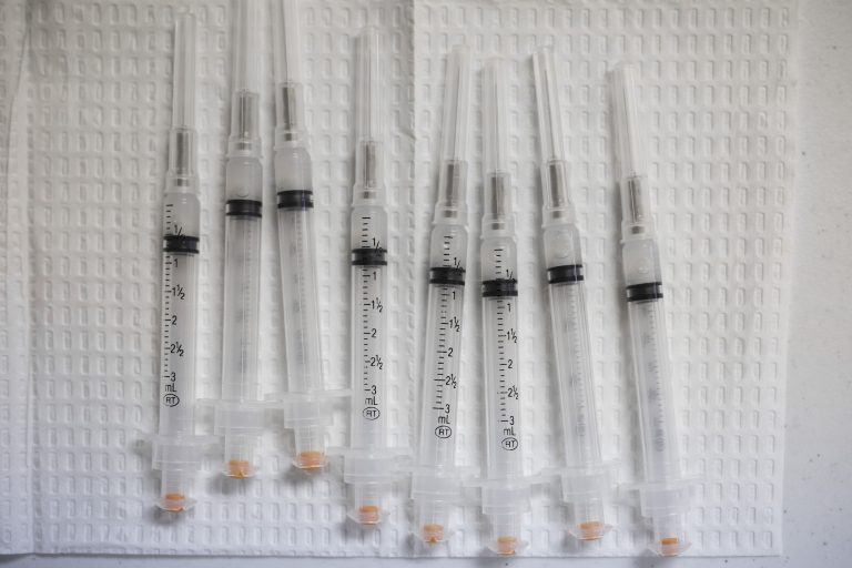 Syringes containing the COVID-19 vaccine.