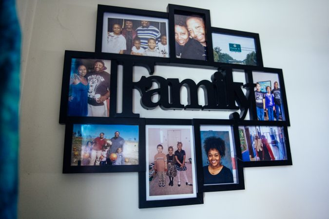 Family photographs in the Pretlow's home.