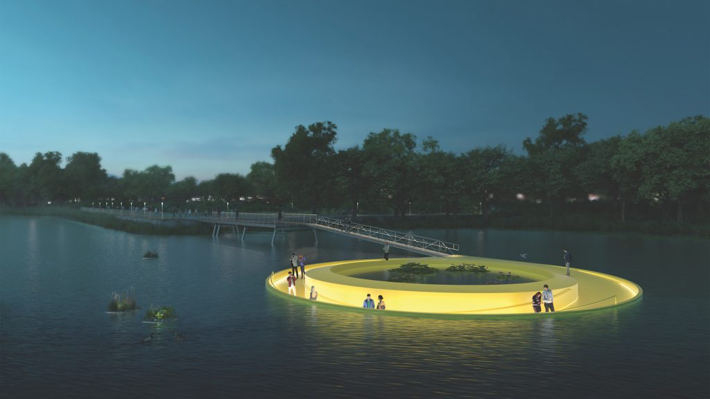 A rendering of FloatLab on the Schuylkill River
