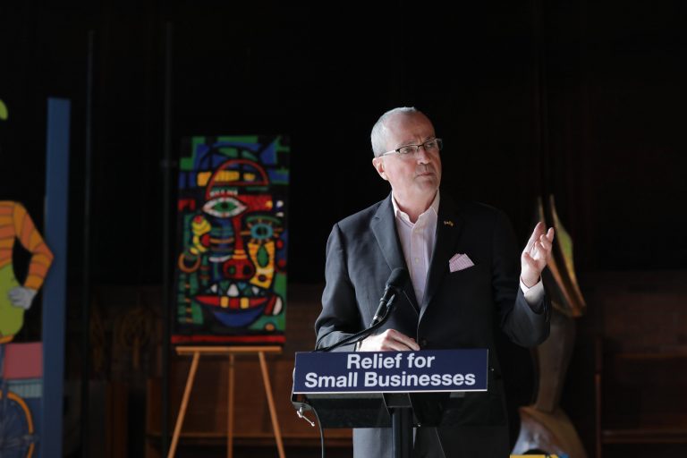 Gov. Phil Murphy signs arts and cultural institution relief legislation at the West End Arts Center in Long Branch, New Jersey on April 8, 2021. (Edwin J. Torres/NJ Governor’s Office).