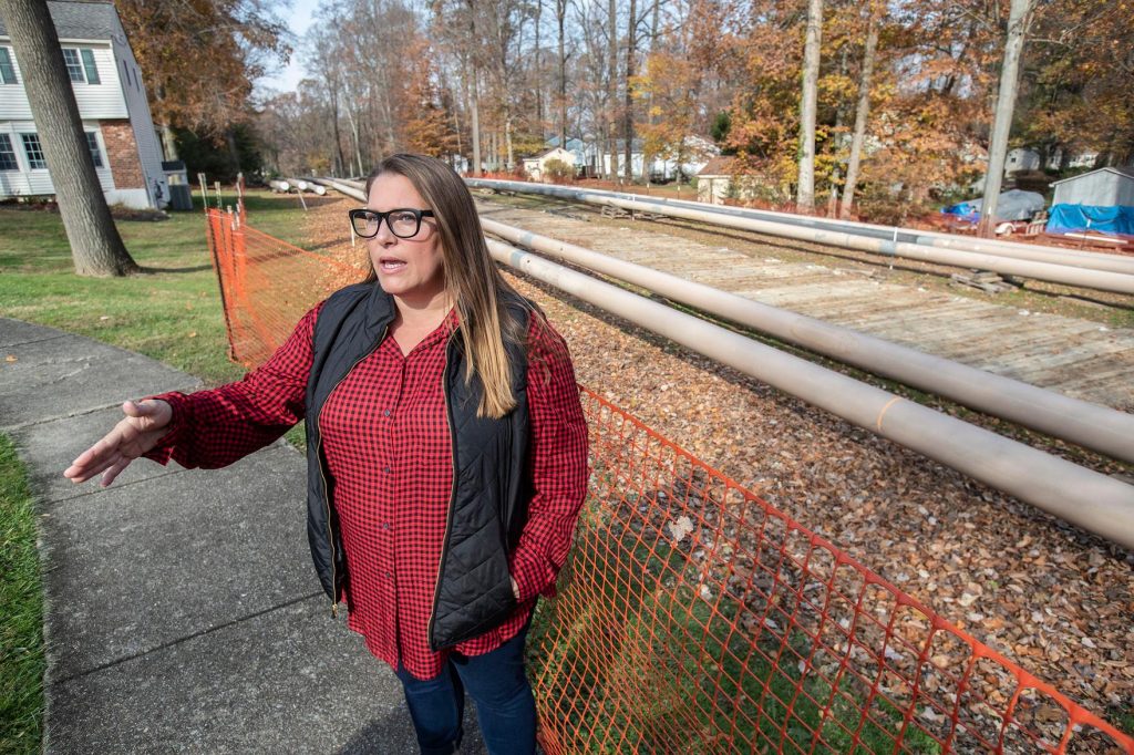 sunoco_mariner_east_pipeline_SPA_042621 Rebecca Britton stands outside near pipeline construction