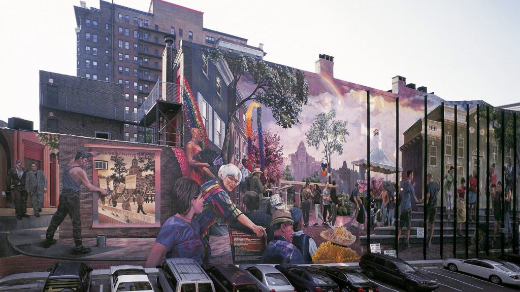 williamwaycenter-mural A mural on the side of The William Way Center is visible.
