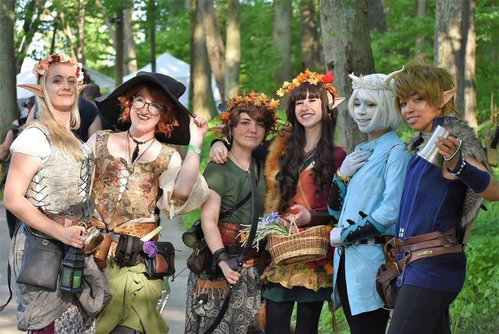 183820563_310753100636622_8404037258073583224_n A group of people dressed up in costumes at the New Jersey Renaissance Faire